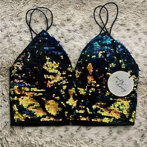 Sequin Strappy Crop Top
